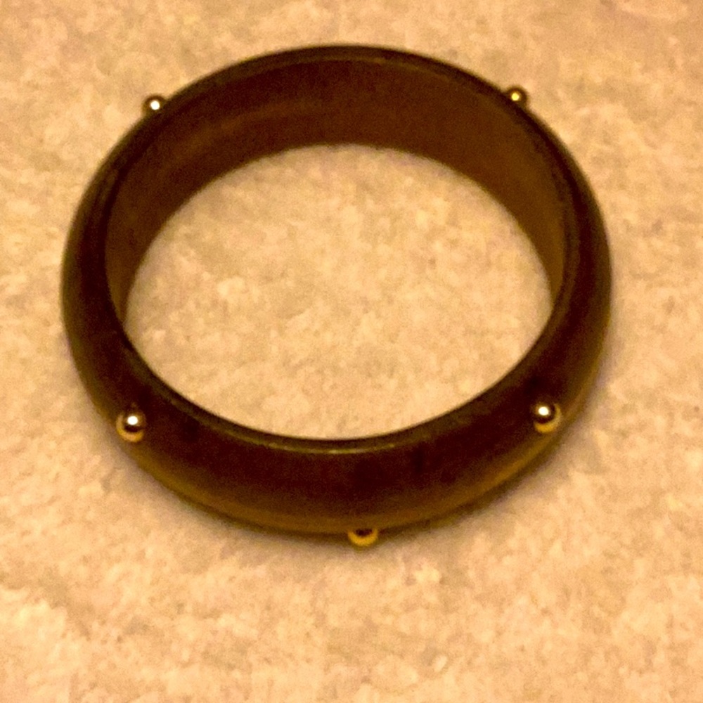 Elegant Brown WOODEN Bangle Bracelet with golden studs